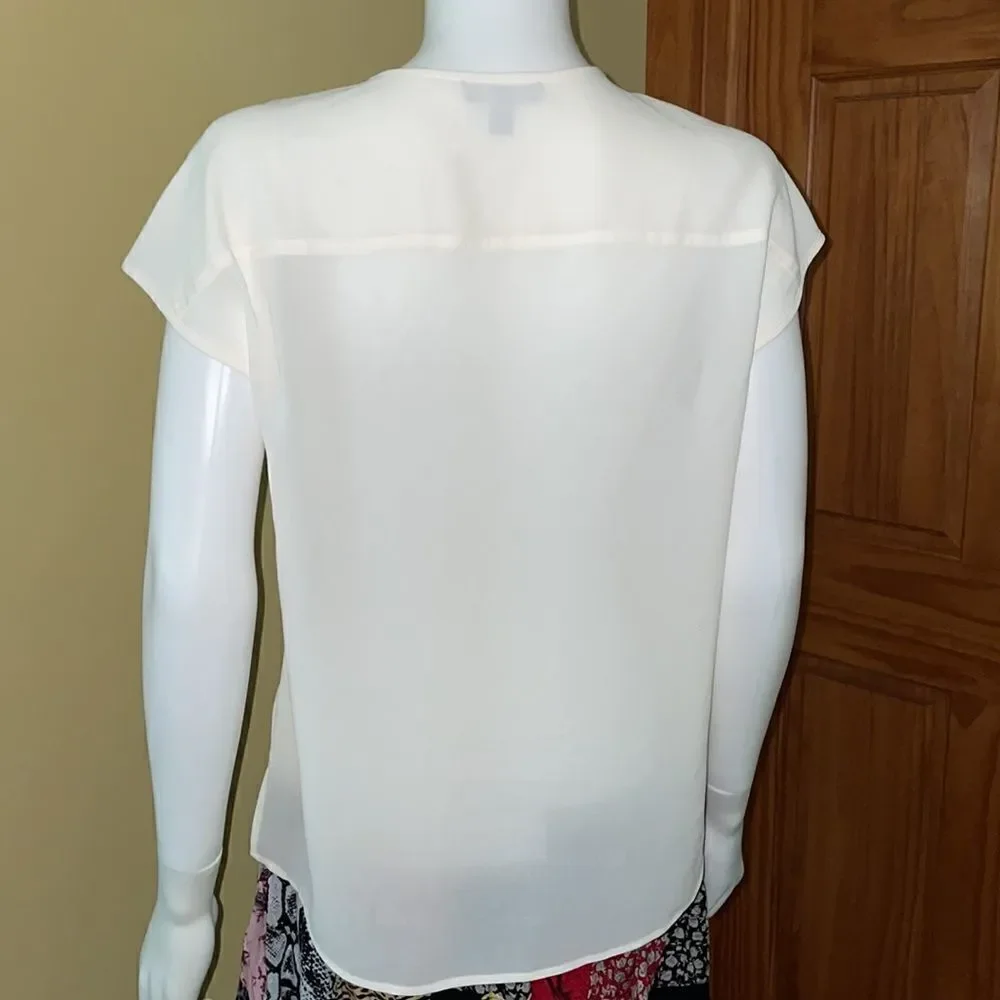 J Crew 2P Off White Blouse Fancy Trim